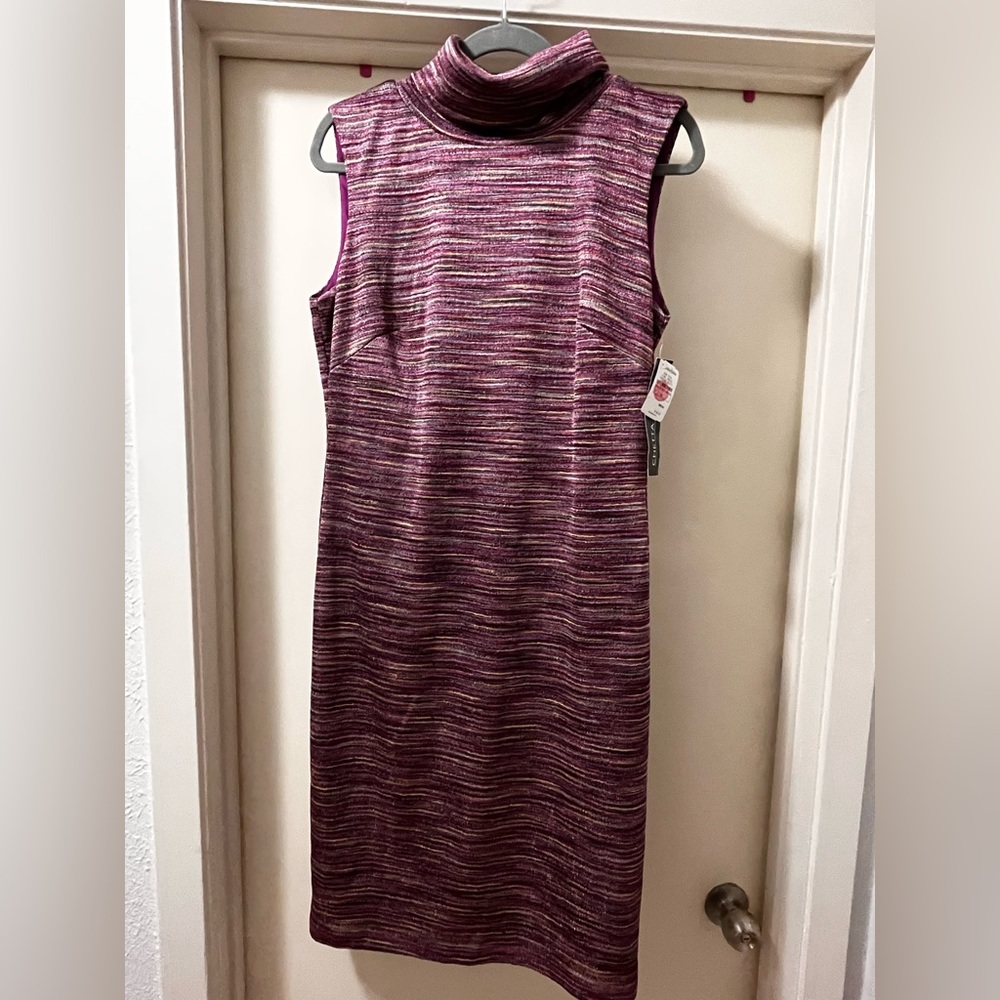CHETTA B Nordstrom NWT Sleeveless Mock Turtle Neck Colorful Dress size 12